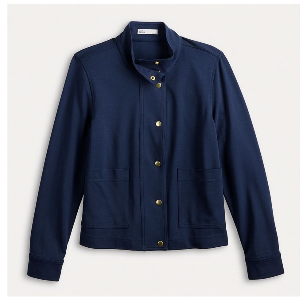 Croft & barrow navy button snap ponte jacket